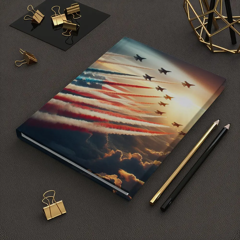 Fighter Jets American Flag Smoke Trail Sky – Notebooks