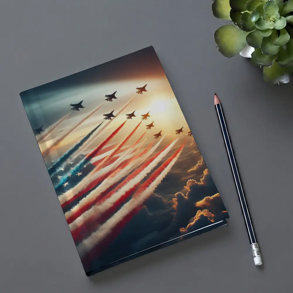 Fighter Jets American Flag Smoke Trail Sky – Notebooks