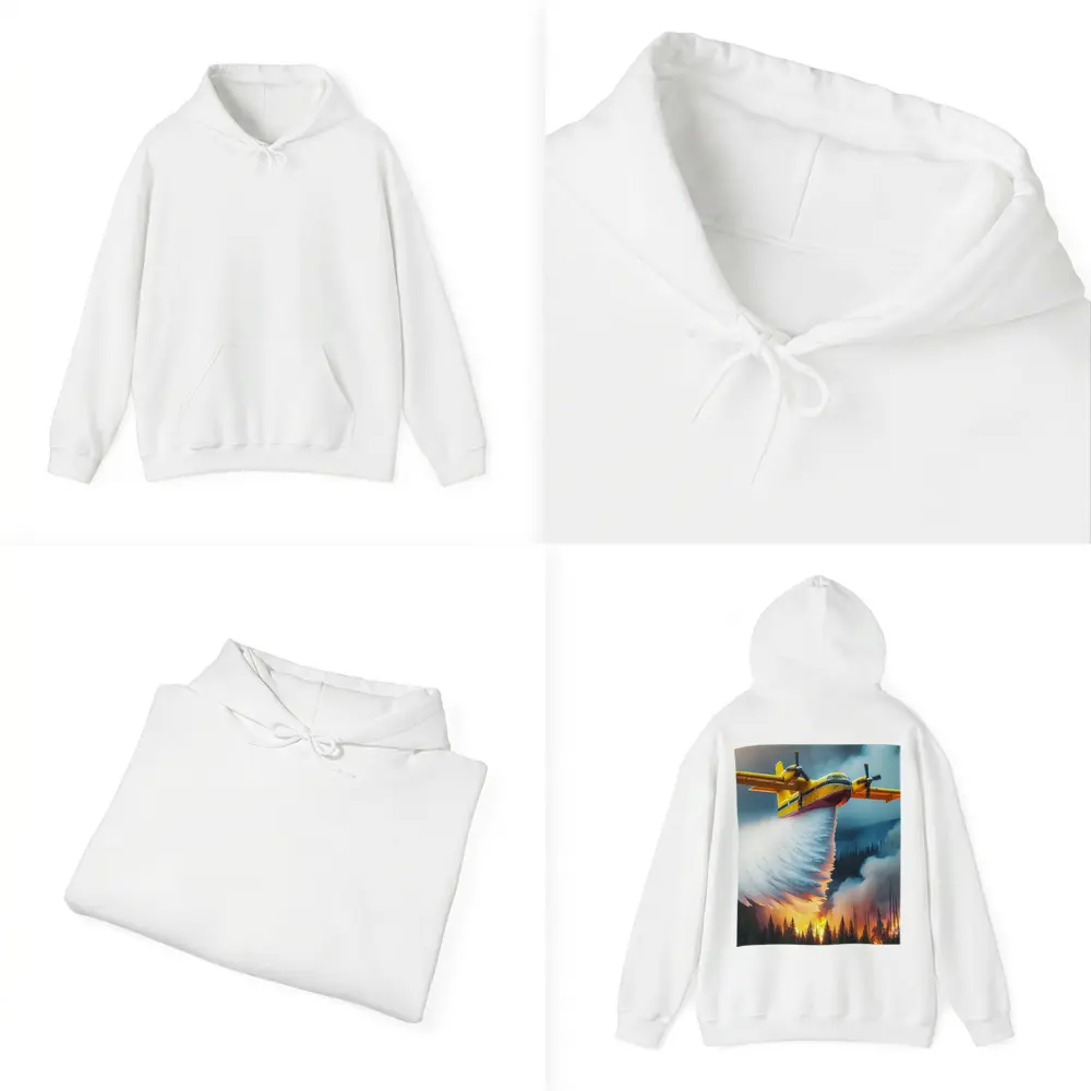 Fire Bomber Plane Dropping Water Over Forest – Hoodies