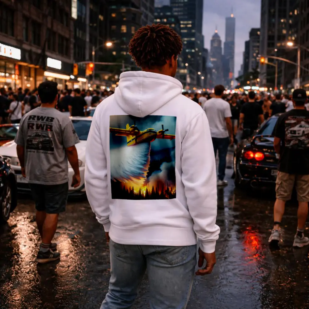 Fire Bomber Plane Dropping Water Over Forest – Hoodies