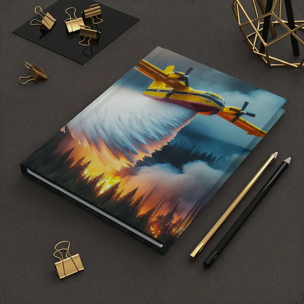 Fire Bomber Plane Dropping Water Over Forest – Notebooks