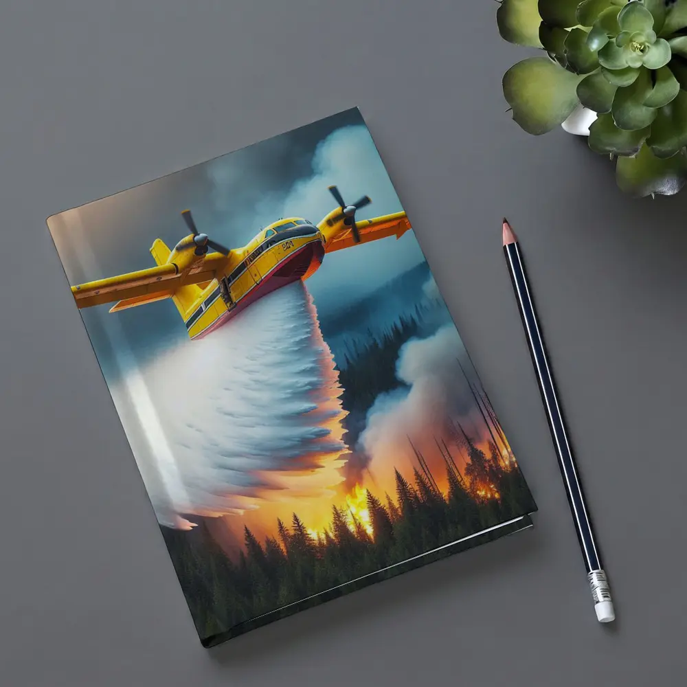 Fire Bomber Plane Dropping Water Over Forest – Notebooks