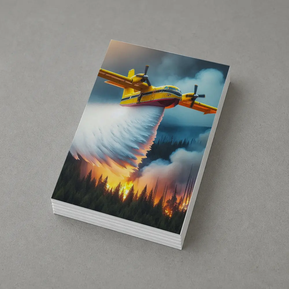 Fire Bomber Plane Dropping Water Over Forest – Postcards