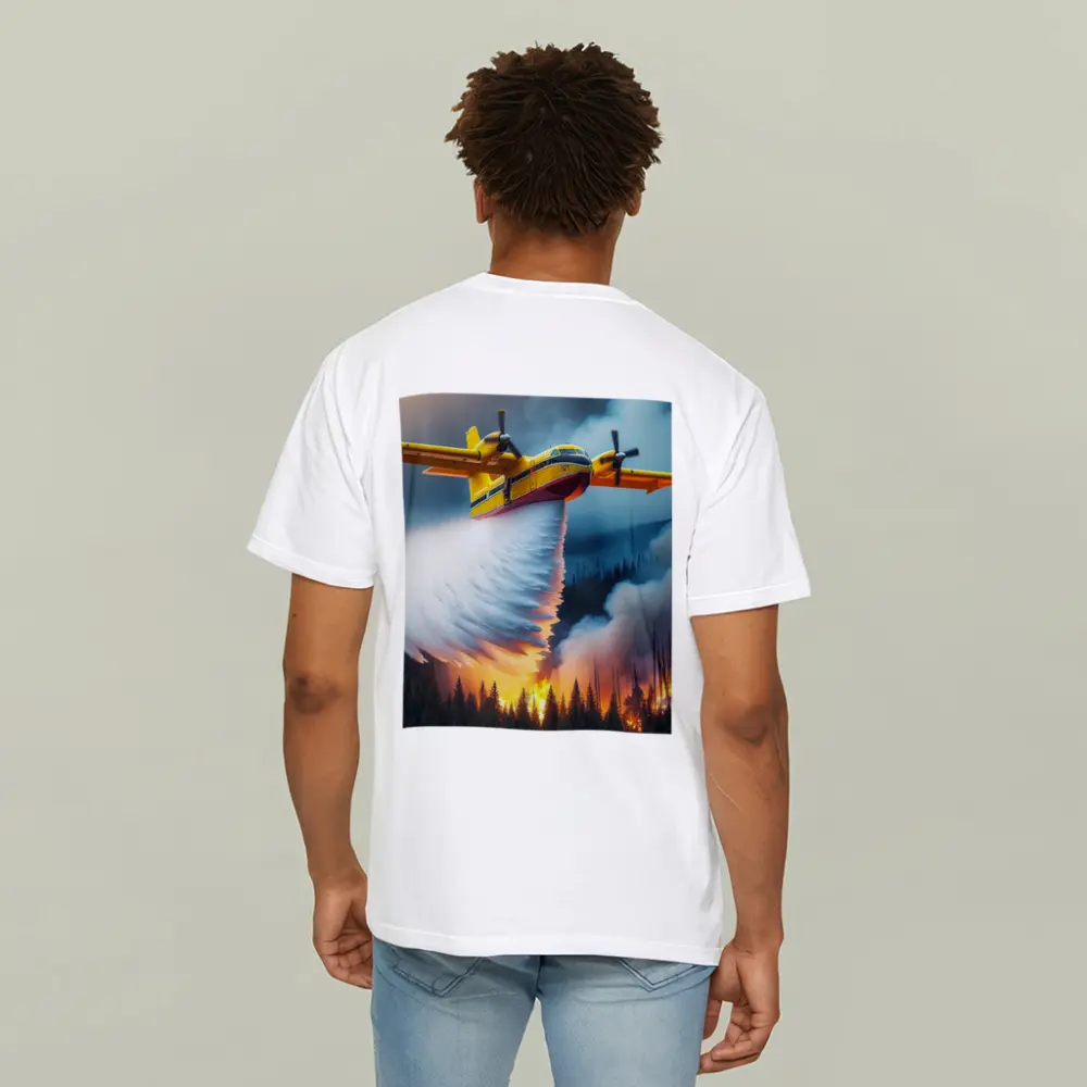 Fire Bomber Plane Dropping Water Over Forest – T-Shirts