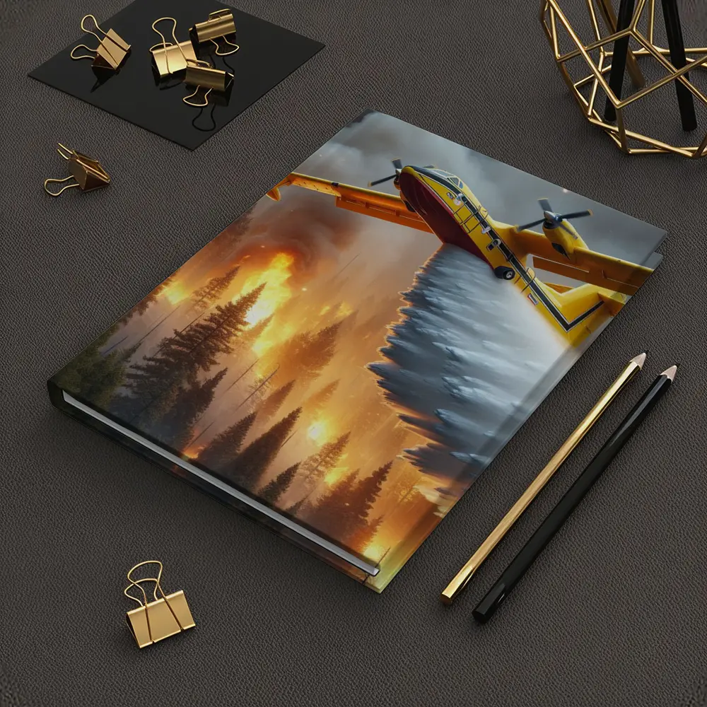 Firefighter Plane Dropping Water Over Burning Forest – Notebooks