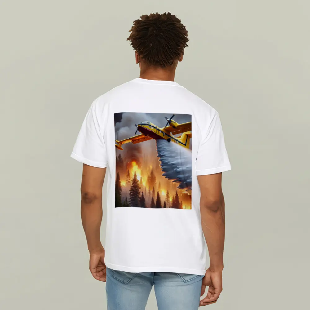 Firefighter Plane Dropping Water Over Burning Forest – T-Shirts