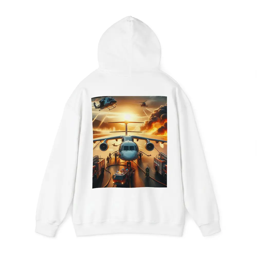 Airport Emergency Firefighters Helicopters Dramatic Sunset – Hoodies