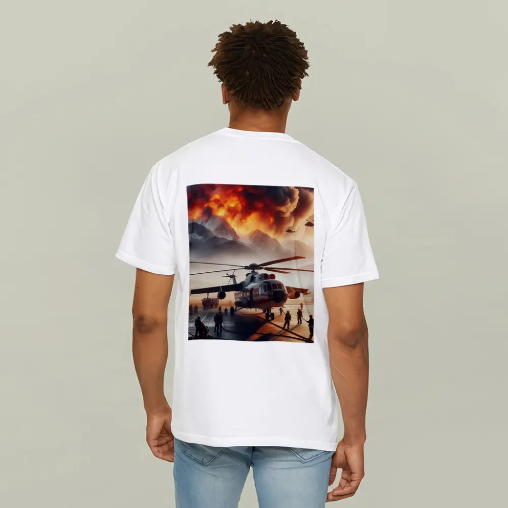 Helicopter Firefighters Mountain Wildfire Emergency Scene – T-Shirts