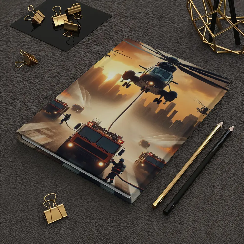 Helicopters Fire Trucks City Rescue Operation Sunset – Notebooks