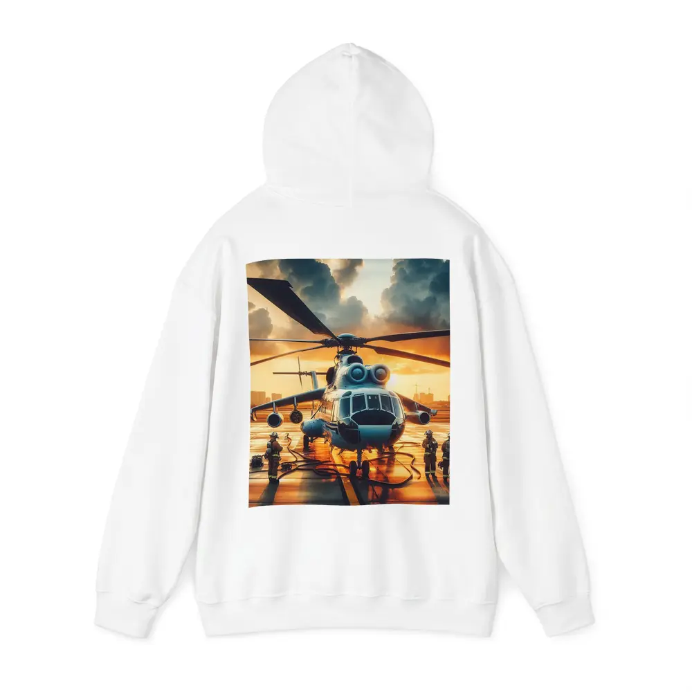 Military Helicopter Ground Crew Sunset Sky – Hoodies