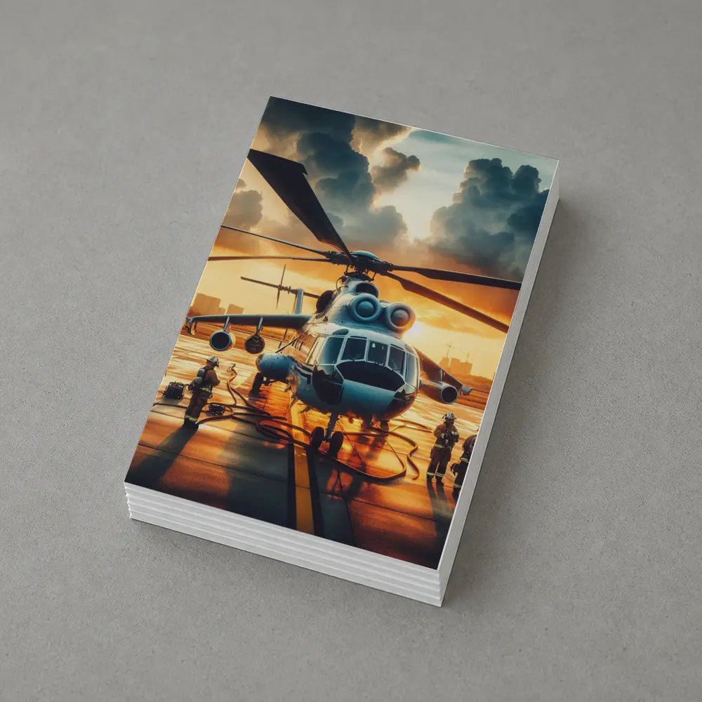 Military Helicopter Ground Crew Sunset Sky – Postcards