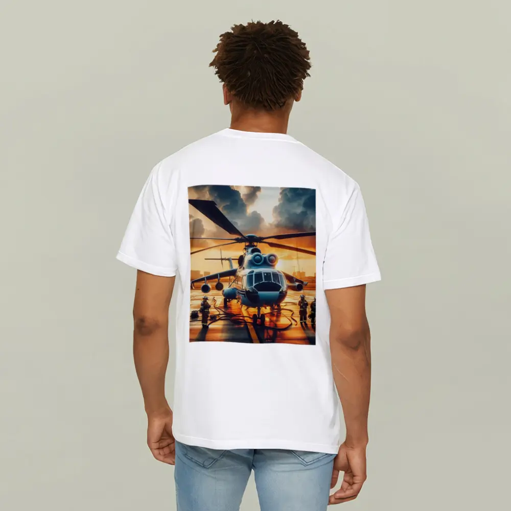 Military Helicopter Ground Crew Sunset Sky – T-Shirts