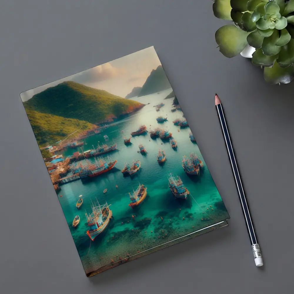 Fishing Boats Anchored in Tropical Bay – Notebooks