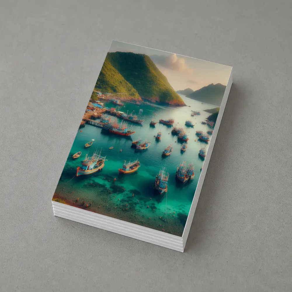 Fishing Boats Anchored in Tropical Bay – Postcards