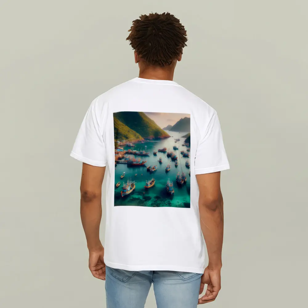 Fishing Boats Anchored in Tropical Bay – T-Shirts