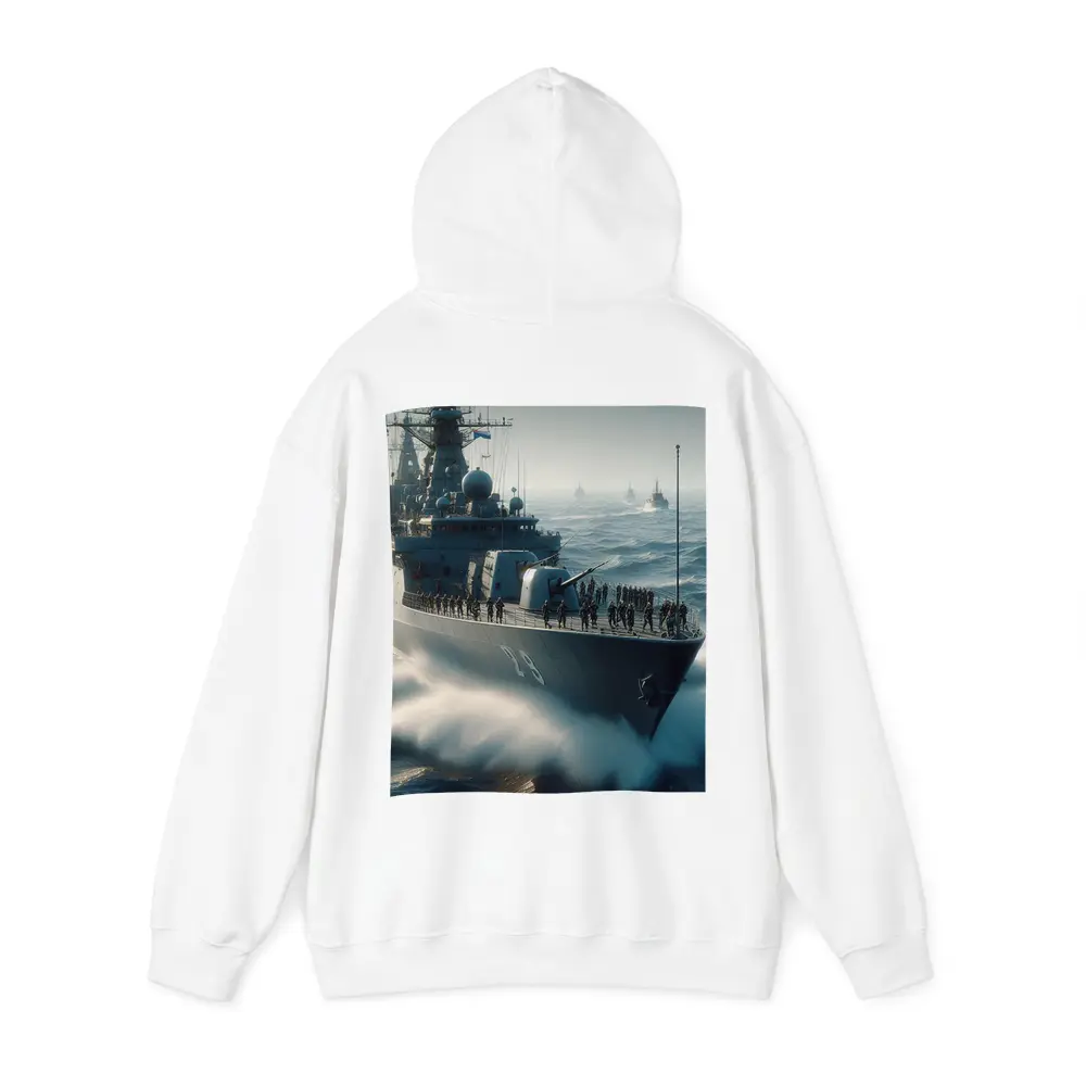 Navy Warship Fleet Sailing Rough Ocean Waves – Hoodies