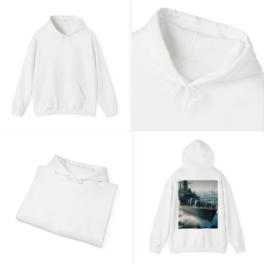 Navy Warship Fleet Sailing Rough Ocean Waves – Hoodies