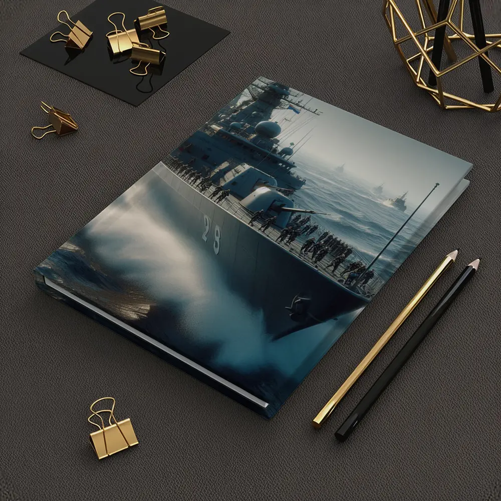 Navy Warship Fleet Sailing Rough Ocean Waves – Notebooks