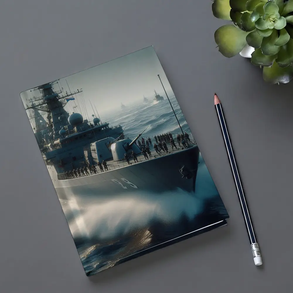 Navy Warship Fleet Sailing Rough Ocean Waves – Notebooks