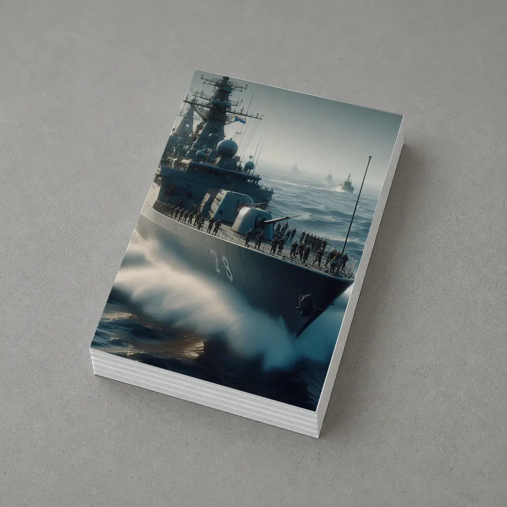 Navy Warship Fleet Sailing Rough Ocean Waves – Postcards