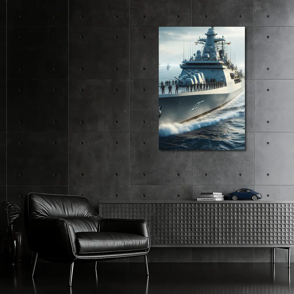 Navy Warship Crew Sailing Open Ocean – Wall Art