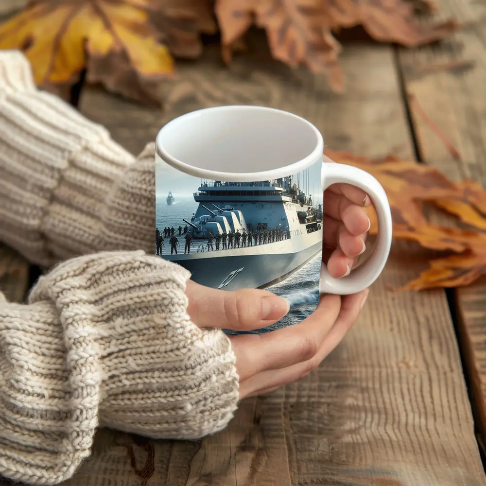 Navy Warship Crew Sailing Open Ocean – Mugs
