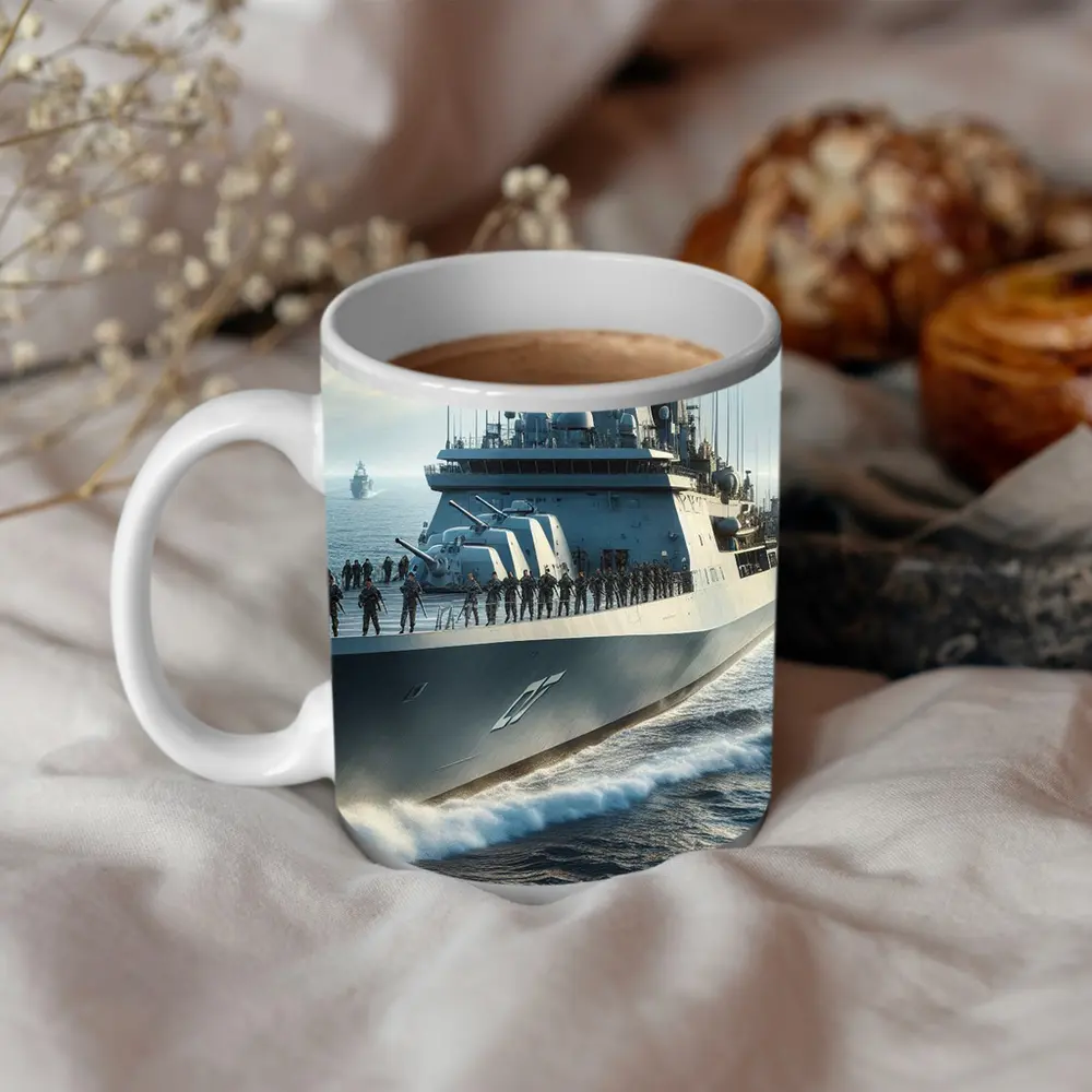 Navy Warship Crew Sailing Open Ocean – Mugs