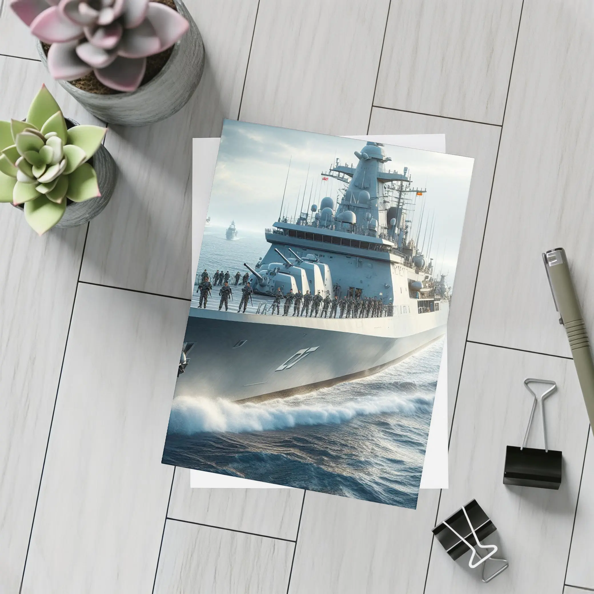 Navy Warship Crew Sailing Open Ocean – Postcards