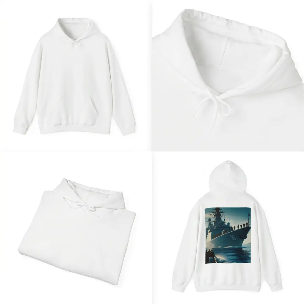 Navy Warship at Sea with Sailors – Hoodies