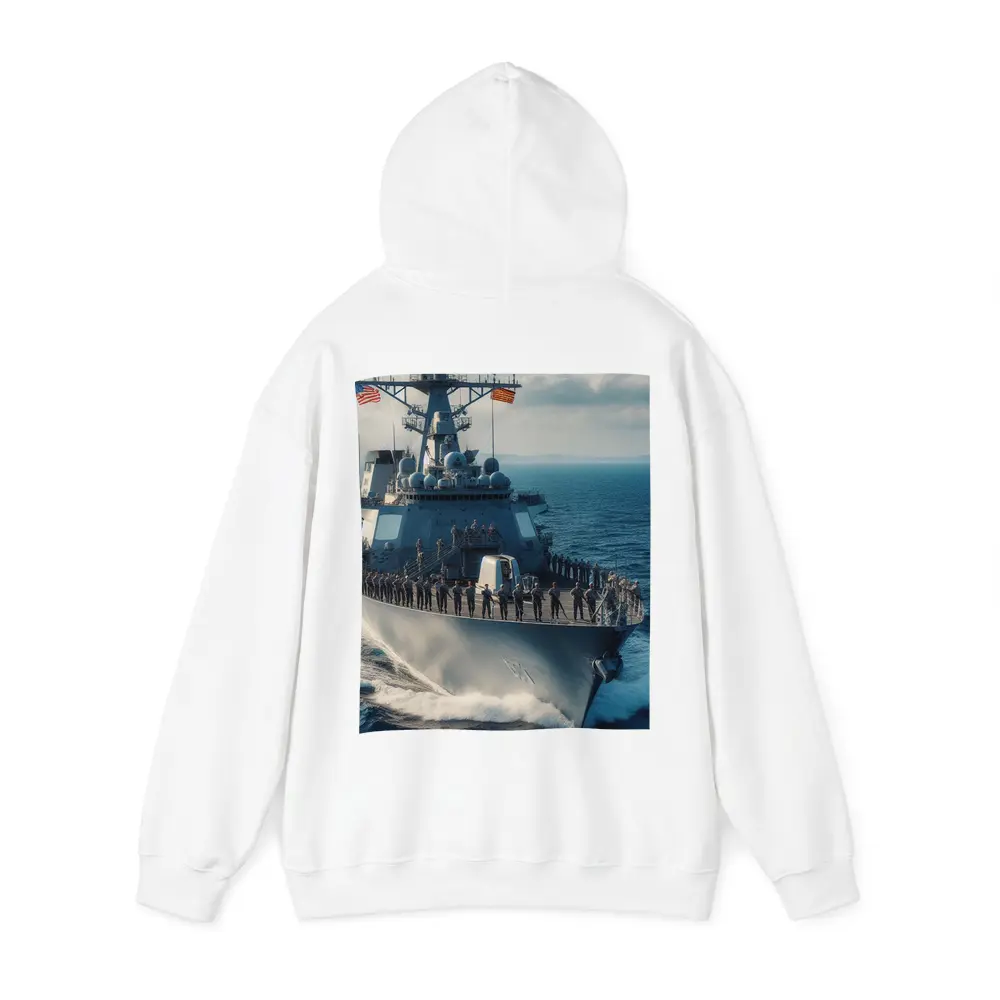 US Navy Destroyer Warship Sailing Open Ocean – Hoodies