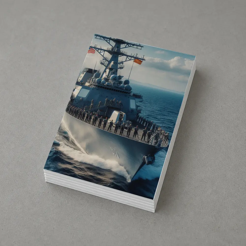 US Navy Destroyer Warship Sailing Open Ocean – Postcards