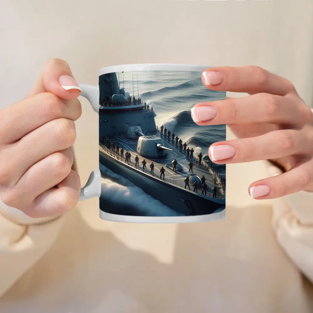 Navy Warship Fleet Soldiers Open Ocean – Mugs