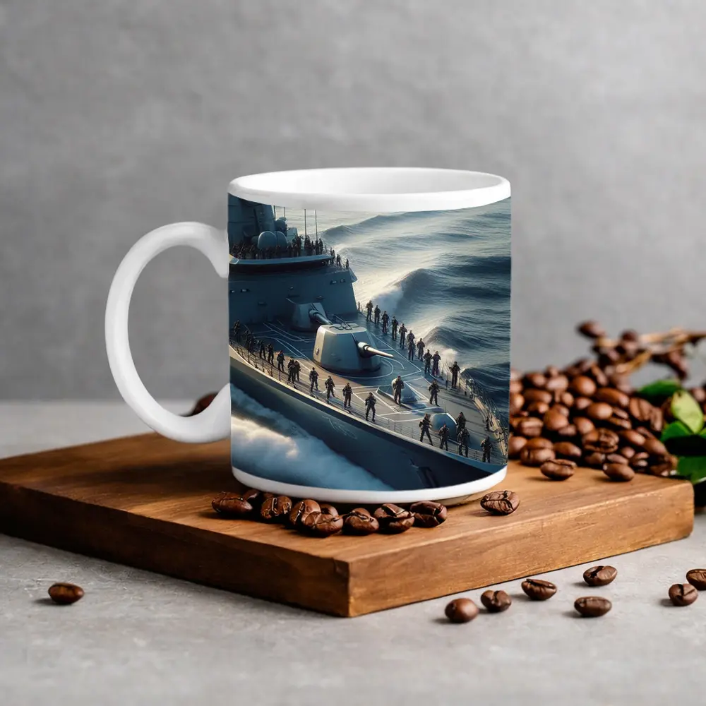 Navy Warship Fleet Soldiers Open Ocean – Mugs