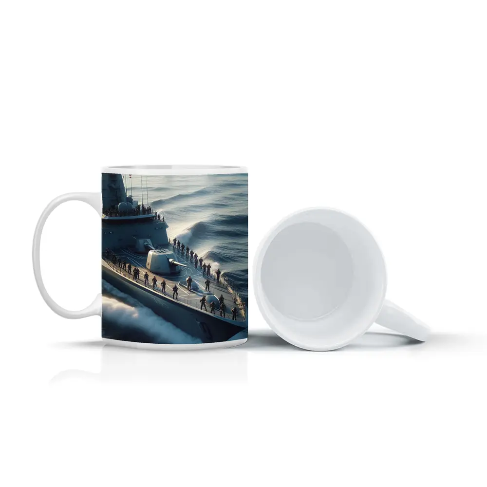 Navy Warship Fleet Soldiers Open Ocean – Mugs