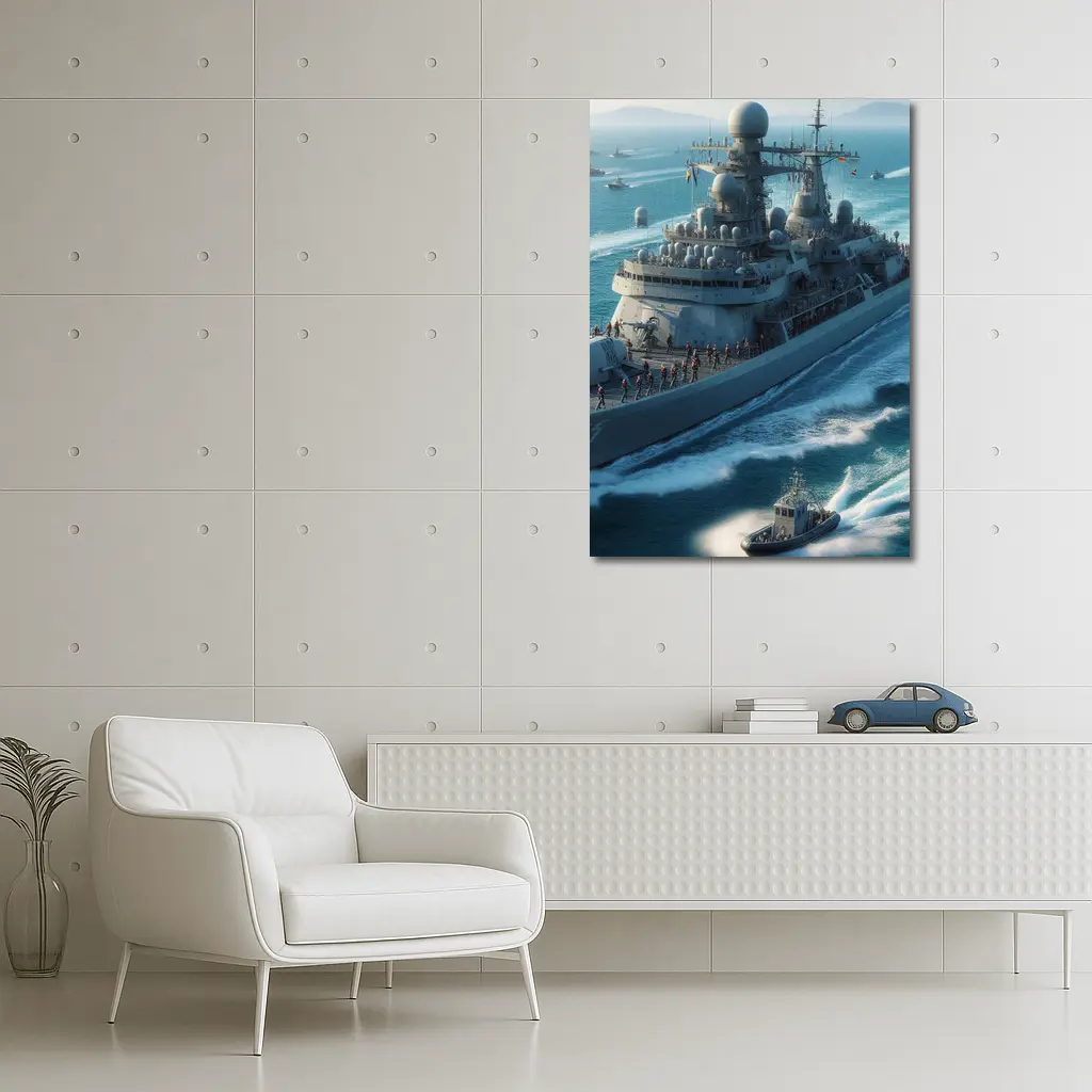 Navy Warship Sailing Blue Ocean Waters – Wall Art