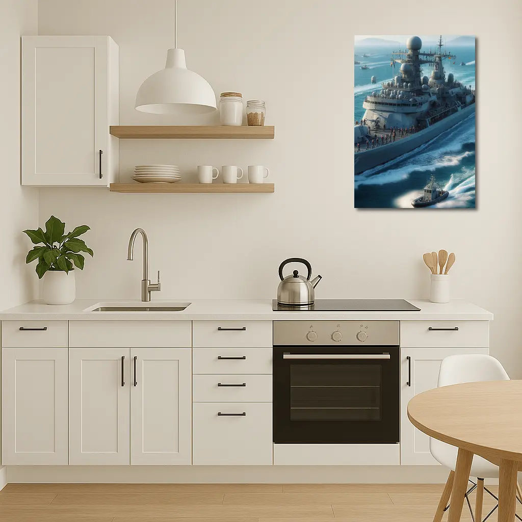 Navy Warship Sailing Blue Ocean Waters – Wall Art
