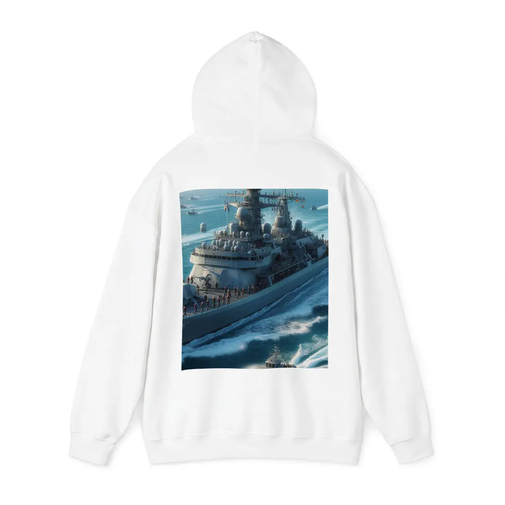 Navy Warship Sailing Blue Ocean Waters – Hoodies