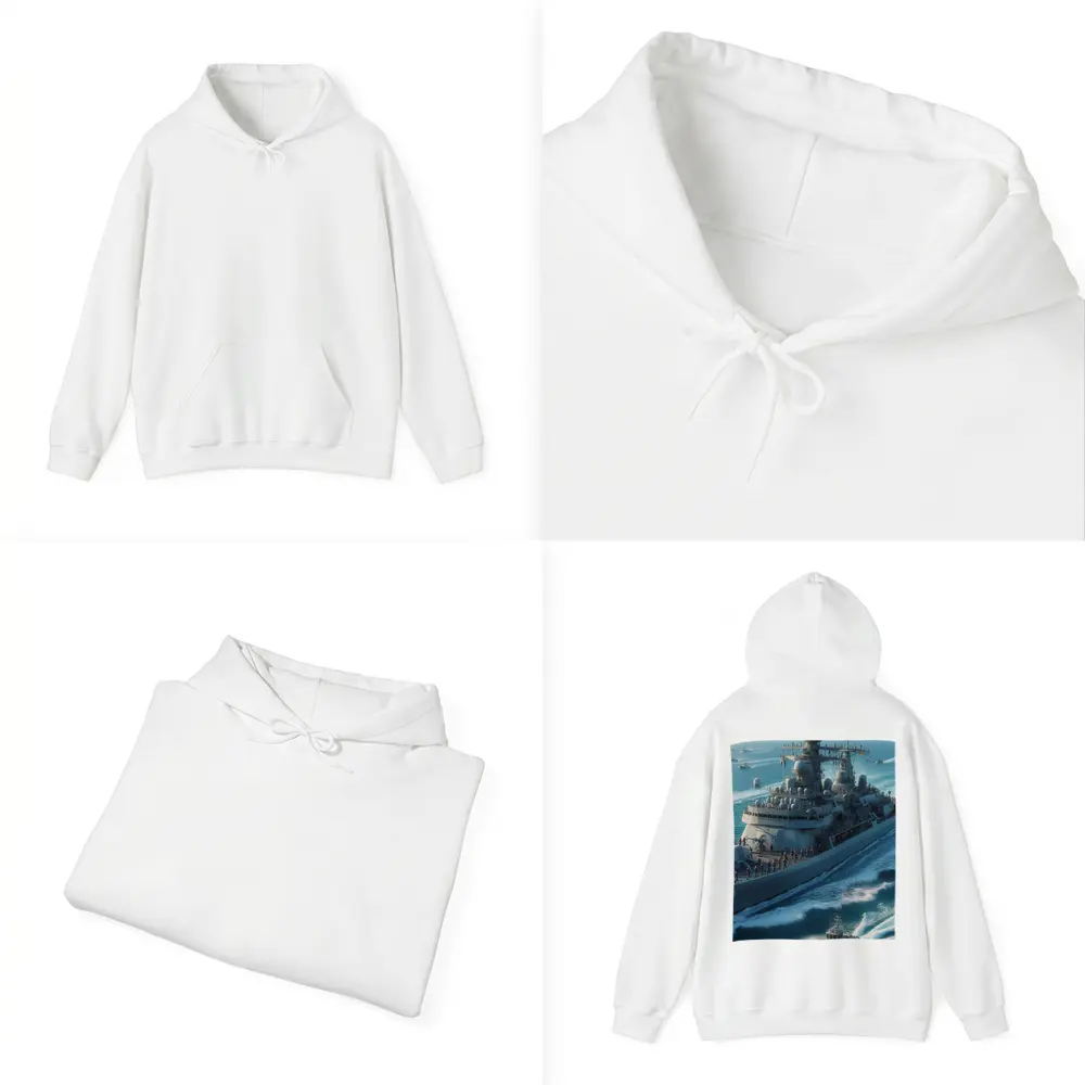 Navy Warship Sailing Blue Ocean Waters – Hoodies
