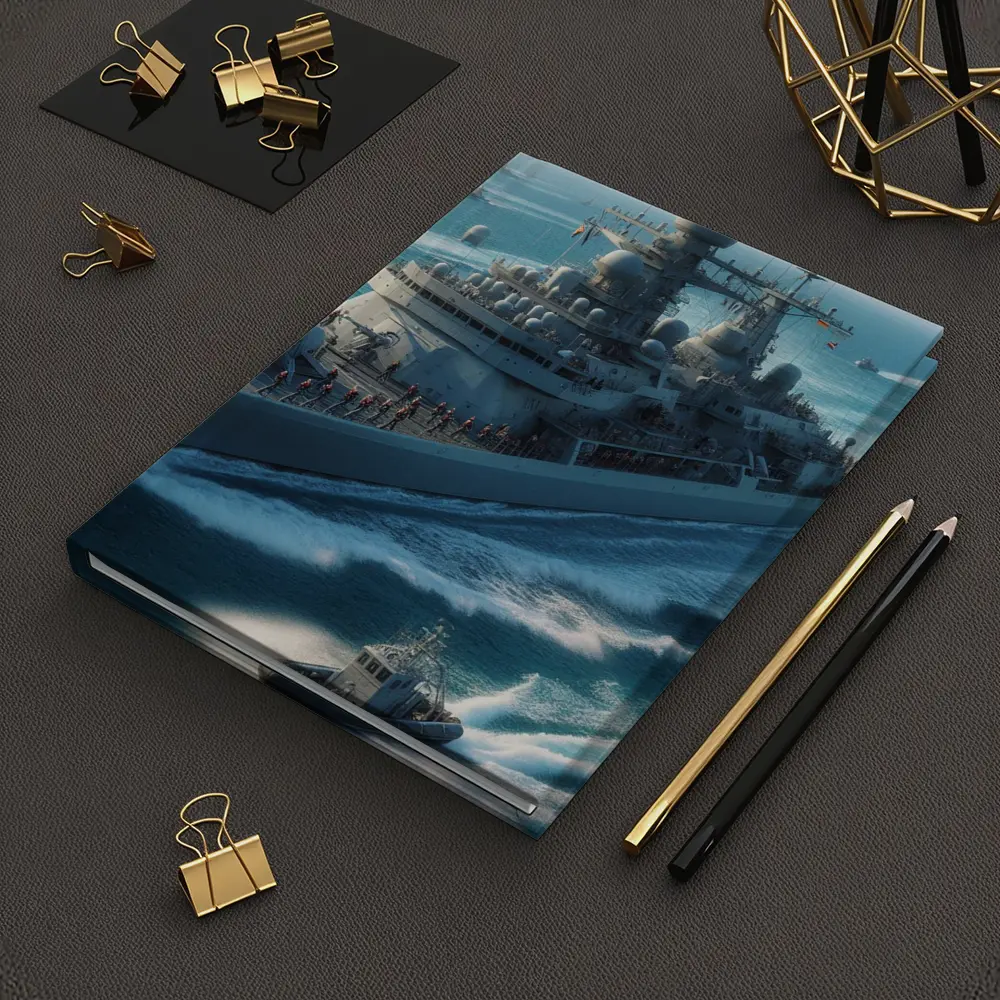 Navy Warship Sailing Blue Ocean Waters – Notebooks