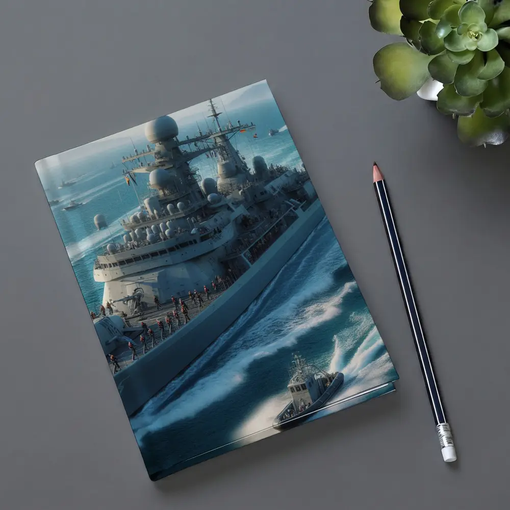Navy Warship Sailing Blue Ocean Waters – Notebooks