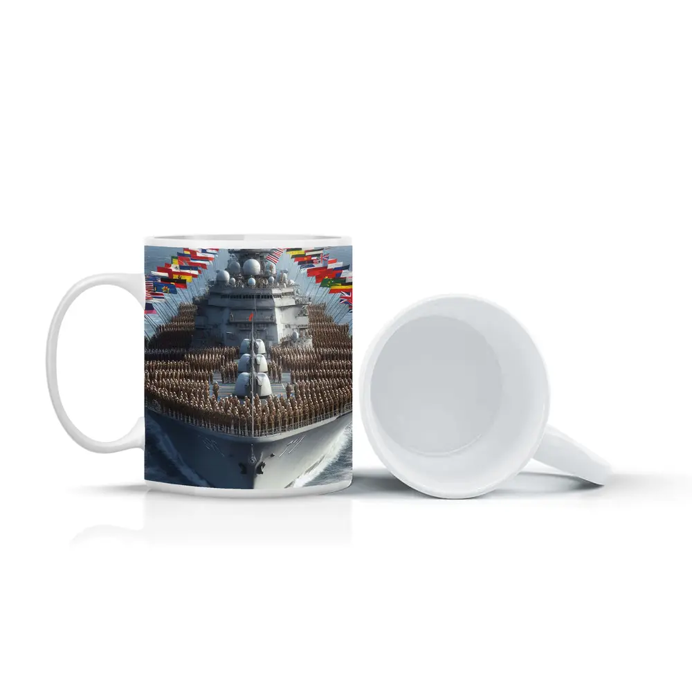 Military Warship Soldiers International Flags Ocean – Mugs