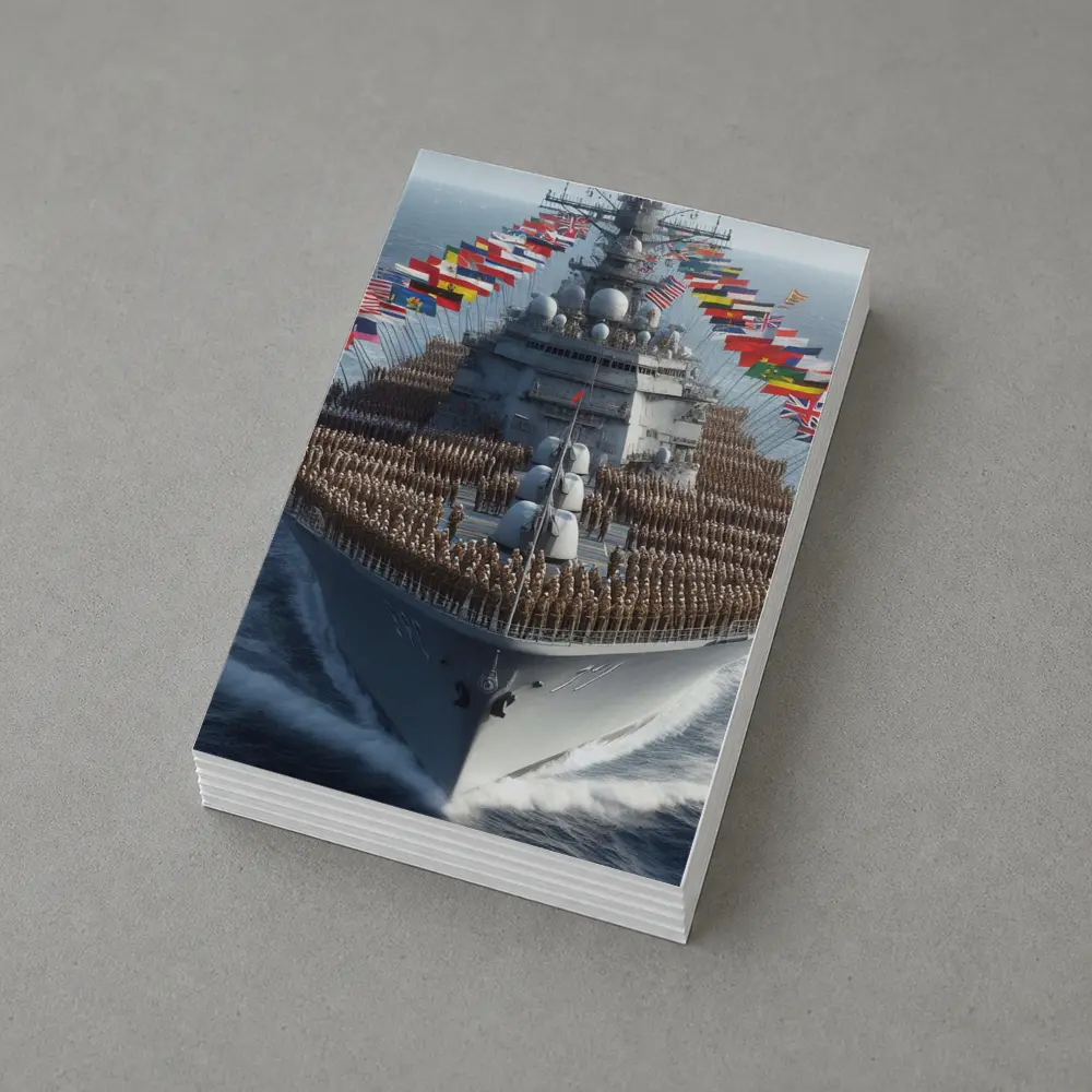 Military Warship Soldiers International Flags Ocean – Postcards