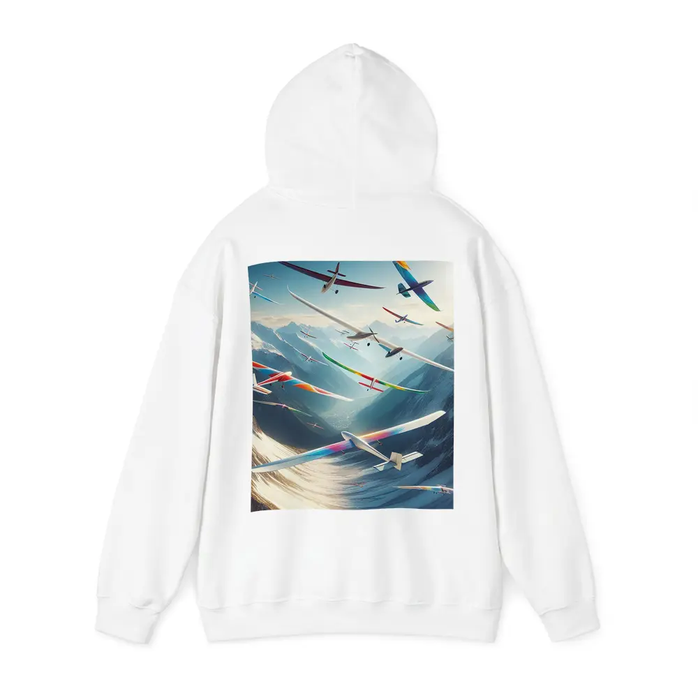 Colorful Gliders Soaring Over Snowy Mountains – Hoodies