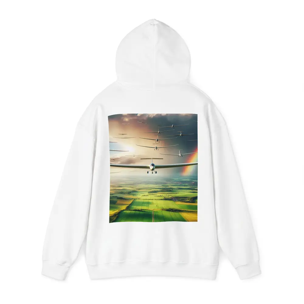 Gliders Flying Over Green Fields Rainbow – Hoodies