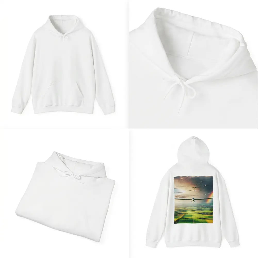 Gliders Flying Over Green Fields Rainbow – Hoodies