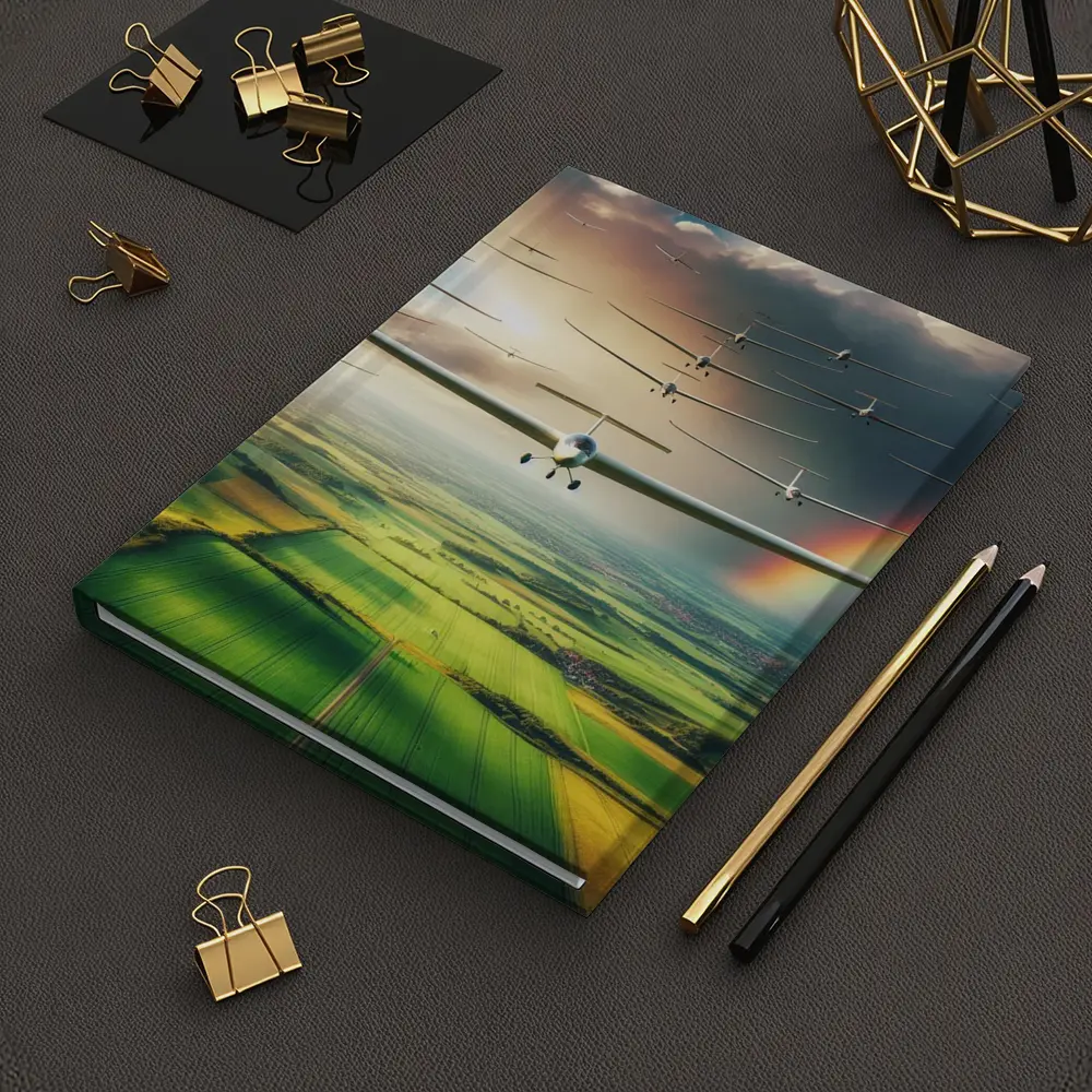 Gliders Flying Over Green Fields Rainbow – Notebooks