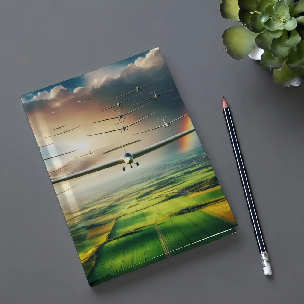 Gliders Flying Over Green Fields Rainbow – Notebooks