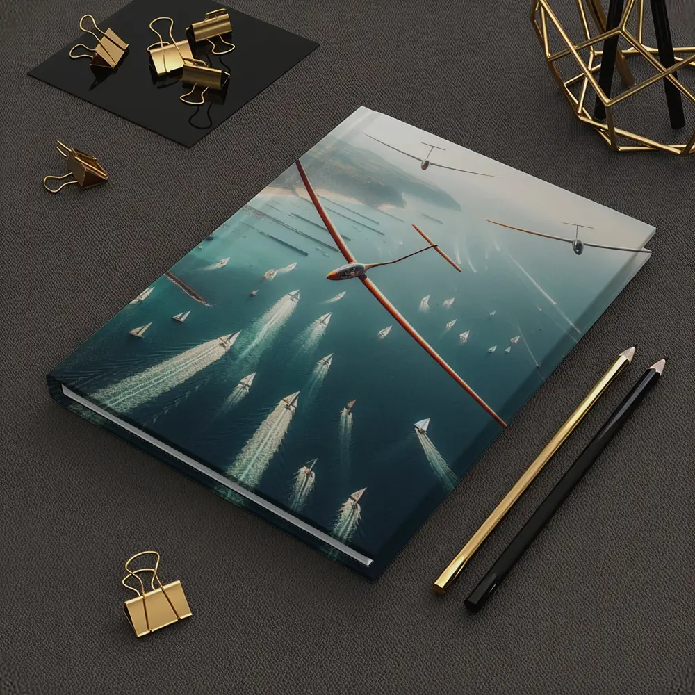 Gliders Soaring Over Coastal Sailboat Race – Notebooks