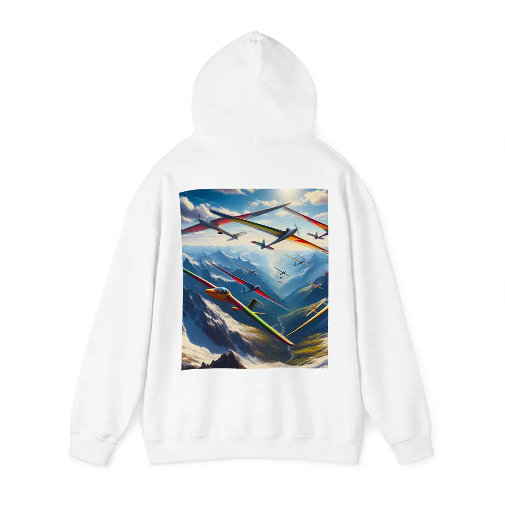Gliders Soaring Over Snowy Mountain Peaks – Hoodies