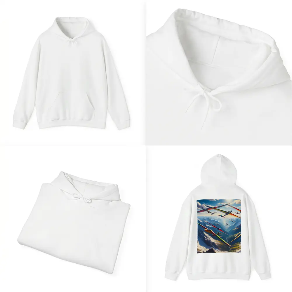 Gliders Soaring Over Snowy Mountain Peaks – Hoodies